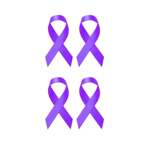 Set of 4 x purple ribbon Iron on Screen Print Transfers for Fabrics awareness