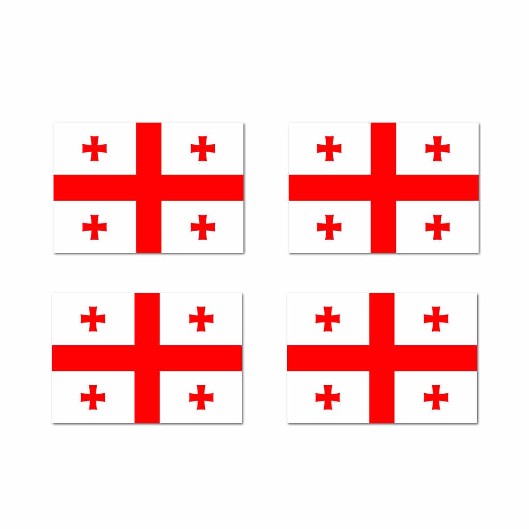 Set di 2 bandiere della Georgia con stampa serigrafica termoadesiva per tessuto. Bandiera della Georgia lavabile in lavatrice - Italia