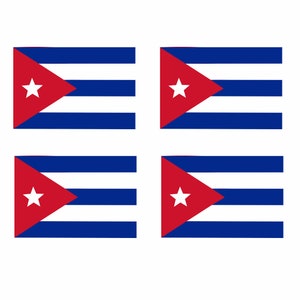 Set of 4 Cuba Flag Iron on Screen Print Transfers for Fabrics Cuban Flag