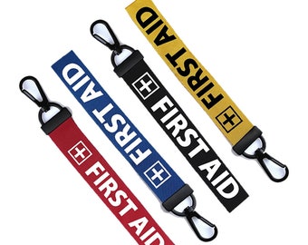 Portachiavi DEL PRIMO SOCCORSO Bagaglio nome personalizzato Tag di testo Zipper Pull