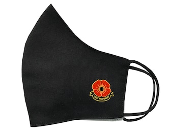 Poppy Face Mask Protective Covering Washable Reusable Breathable Remembrance Day Lest We Forget