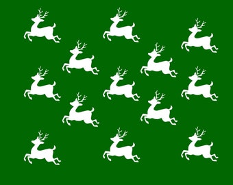 Set of 10 Iron on Deer Screen Print Transfers for Fabrics Machine Washable reindeer patch