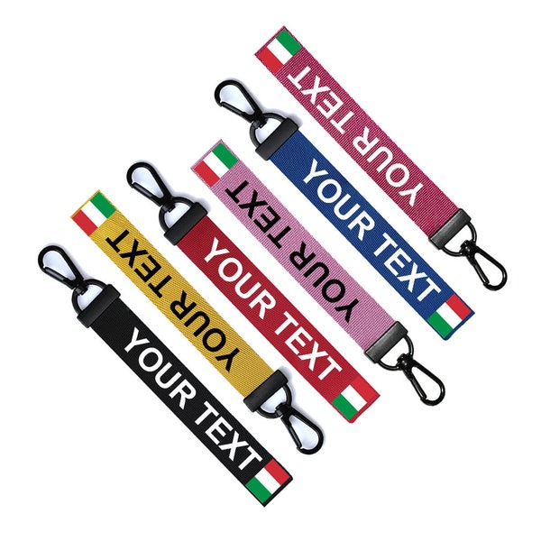 Personalisierte ITALIEN FLAGGE Schlüsselanhänger Gepäckanhänger Reißverschluss Tasche Ring Schlüsselring ITALIENER