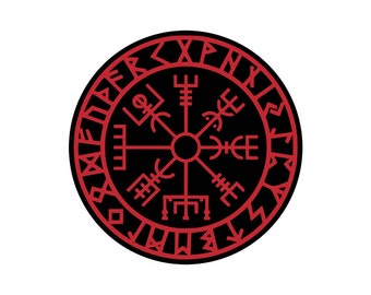 Viking Icelandic COMPASS iron on transfer for fabrics Norway Vegvisir Emblem
