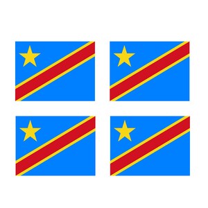 Set of 4 x Democratic Republic of the Congo Flag Iron on Screen Print for fabric Machine Washable Transfer DRC Flag
