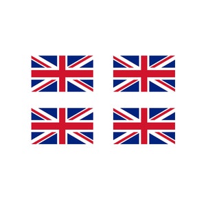 Set of 4 UK Flag Temporary Tattoo United Kingdom union jack GB Team for country support six nations,rugby, football,cricket