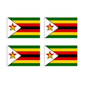 Set of 4 x Zimbabwe flag Iron on Screen Print for fabric Machine Washable Transfer Zimbabwean Team