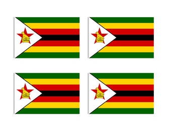 Set of 4 x Zimbabwe flag Iron on Screen Print for fabric Machine Washable Transfer Zimbabwean Team