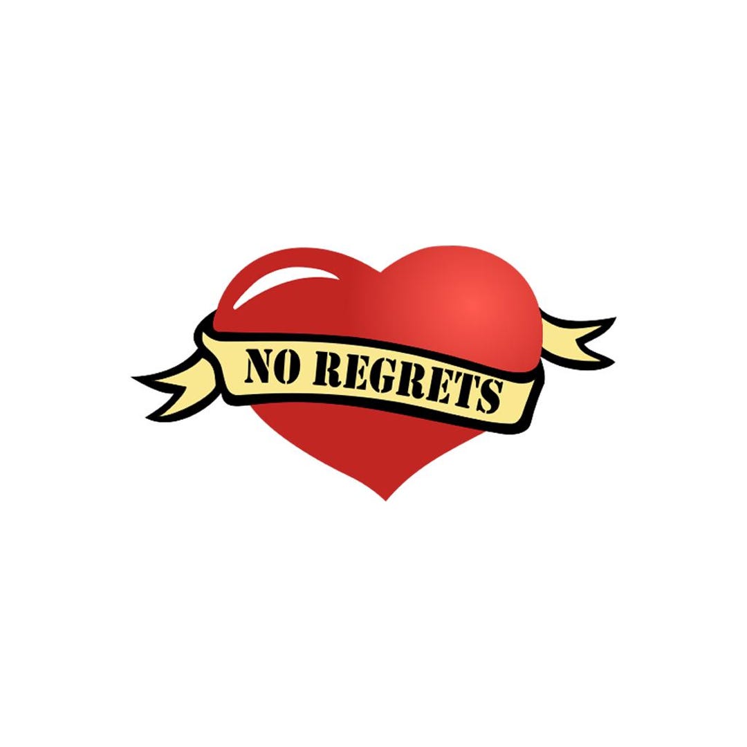 No Regrets Heart Temporary Tattoo Long Lasting Valentine's Day