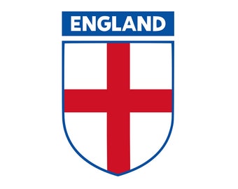 2 x England Team Crest Iron on Screen Print Transfers for Fabrics Machine Washable English Flag Crest patch