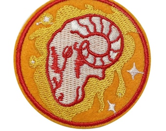 ARIES Embroidery Patch Iron on or Sew on Zodiac STAR SIGN astrology