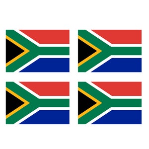 Peut inclure: Quatre drapeaux sud-africains, chacun avec les couleurs rouge, jaune, vert, noir et bleu, disposés en une grille 2x2.