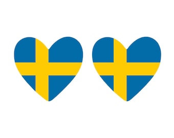 2 x  SWEDEN Heart Flag Temporary Tattoo SWEDISH Team