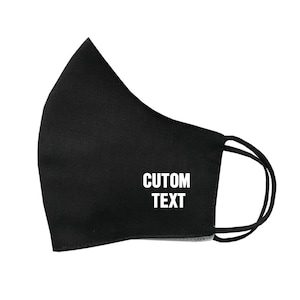 Personalised Black Cotton Face Mask Protective Covering Washable Reusable Breathable cover