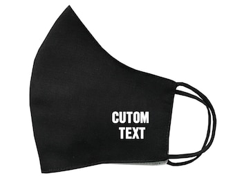 Personalised Black Cotton Face Mask Protective Covering Washable Reusable Breathable cover