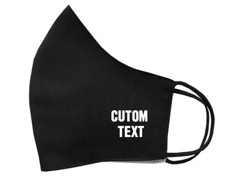 Personalised Black Cotton Face Mask Protective Covering Washable Reusable Breathable cover