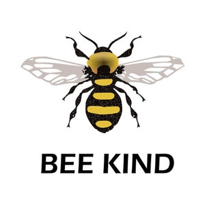 Set of 2 x Bee Kind DIY Iron on Screen Print Transfer patch for fabrics be kind