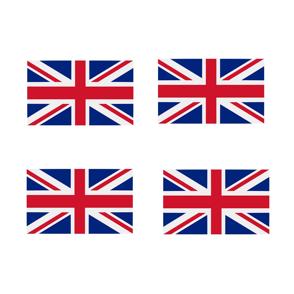 Set of 4 X GREAT BRITAIN Flag Iron on Screen Print Transfers for Fabrics  Machine Washable British Union Jack Patch 