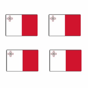 Set of 4 MALTA Flag Iron on Screen Print Transfers for Fabrics Maltese