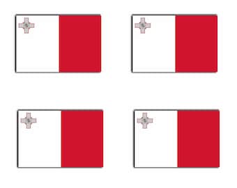 Lot de 4 transferts sérigraphiés Drapeau MALTE pour tissus maltais