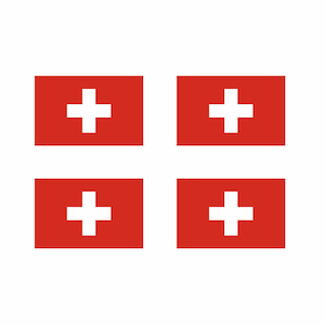 Set of 4 x Swiss Flag Iron on Screen Print Transfers for Fabrics Switzerland