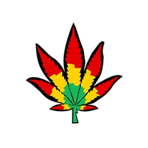 2 X Rasta weed Iron on Transfer for fabric Rastafari colour hemp print