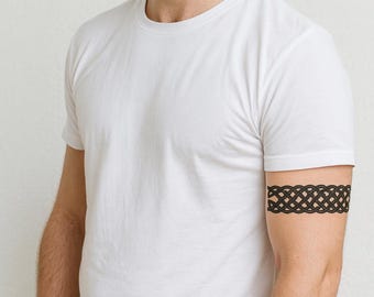 Tribal Celtic Armband Temporary Tattoo – Waterproof, Lasts 1 Week, Black Body Art