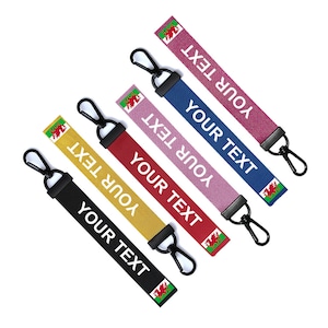 Personalised Welsh Flag Key Chain Keyring Luggage Tag Zipper Pull Bag Ring Key Ring Wales