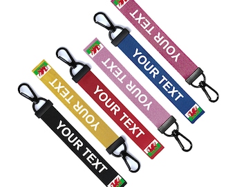 Personalised Welsh Flag Key Chain Keyring Luggage Tag Zipper Pull Bag Ring Key Ring Wales