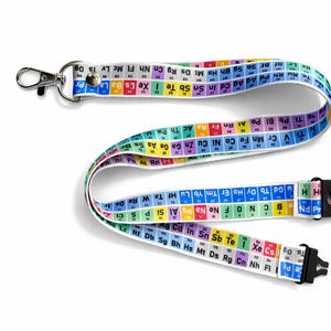 Periodic table print Lanyard neck strap, ID holder Safety Breakaway Clip UK Stock