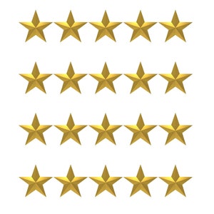 Set of 20 X Gold Stars Iron on Screen Print Transfers for Fabrics Machine Washable 5 point star patch