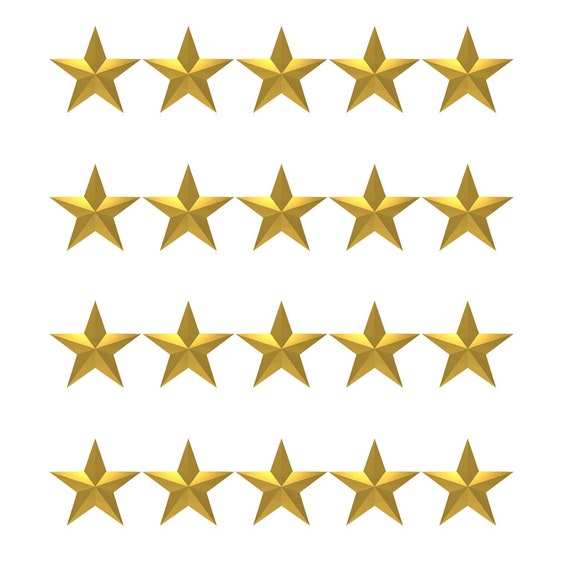 Set of 20 X Gold Stars Iron on Screen Print Transfers for Fabrics Machine Washable 5 point star patch