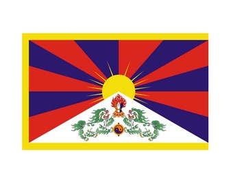 Ensemble de 2 x TIBET FLAG DIY Fer à repasser sur sérigraphie Patch pour transfert de tissu Lavable en machine Drapeau tibétain