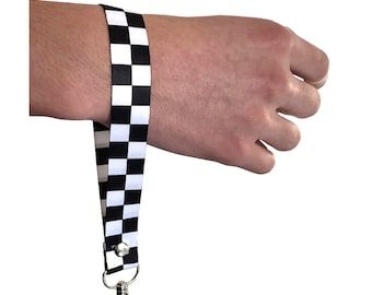 チェッカーフラッグチェーンキーリングラゲッジタグレーシングジッパー