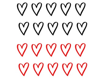 Set of 10 Heart TEMPORARY TATTOO Waterproof love Valentine's day hearts cut out