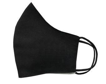 Masque facial en coton noir uni Revêtement de protection lavable Réutilisable Housse respirante