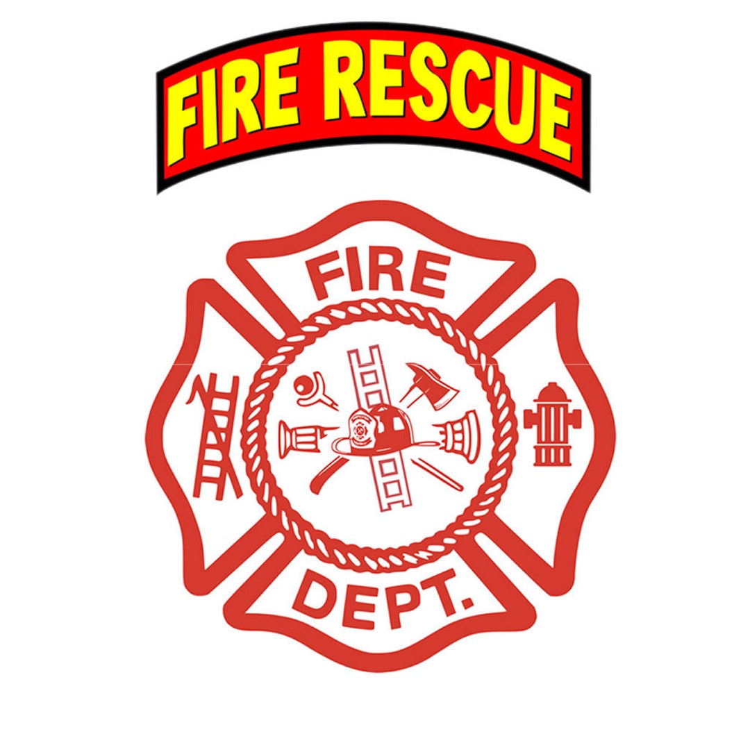Set of 2 Fire Rescue Iron on Screen Print Transfers for Fabrics Machine ...