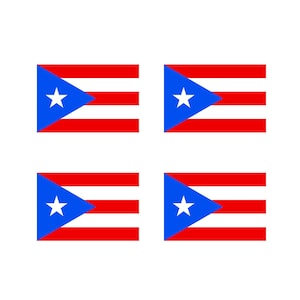 4 x Puerto Rico Flag IRON ON Screen Print Transfers for Fabrics Machine Washable Puerto Rican Flag patch