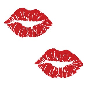 Set of 2 X Red Lips TEMPORARY TATTOO Love Kiss mark Valentines day