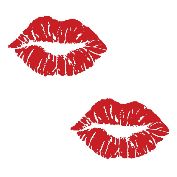 Set of 2 X Red Lips TEMPORARY TATTOO Love Kiss mark Valentines day