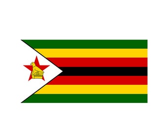 Set of 2 x Zimbabwe flag Iron on Screen Print for fabric Machine Washable Transfer Zimbabwean