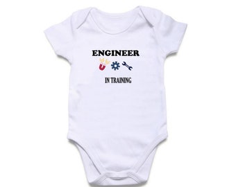 Engineer in Training Print New Born, 3 - 6, 6 - 9  Months Baby Grow BodySuit Gift