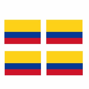 Può includere: Quattro bandiere colombiane, ciascuna con strisce gialle, blu e rosse, disposte in una griglia 2x2.