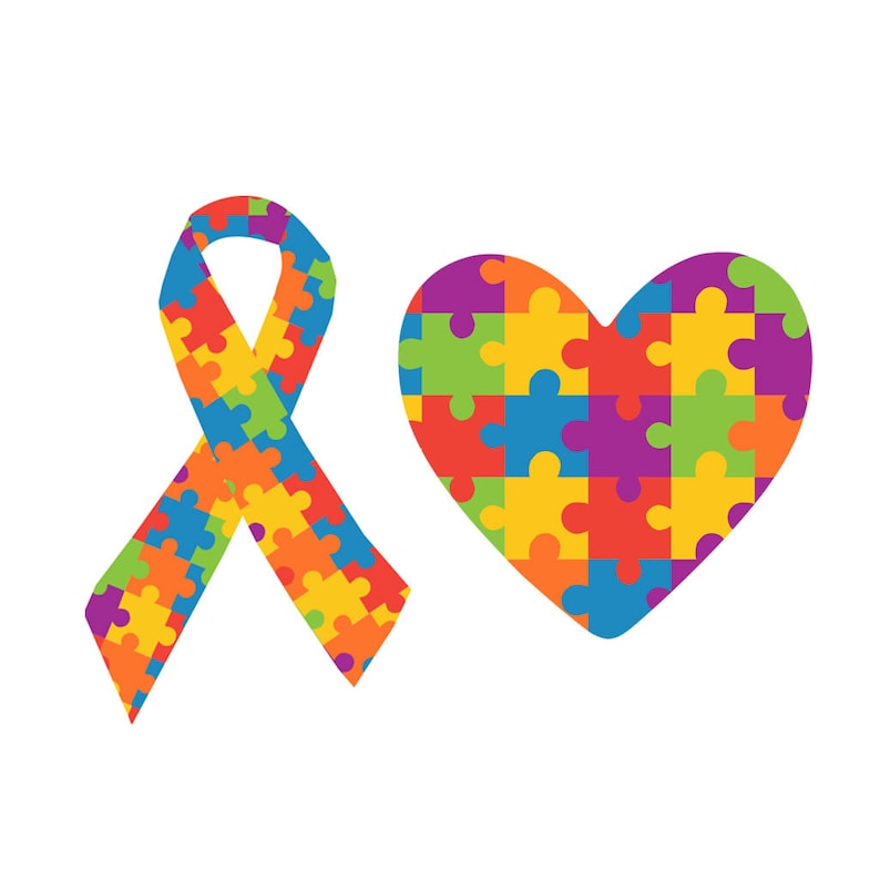 Set of 2 Autism Awareness Temporary Tattoo Waterproof Ribbon Jigsaw ...