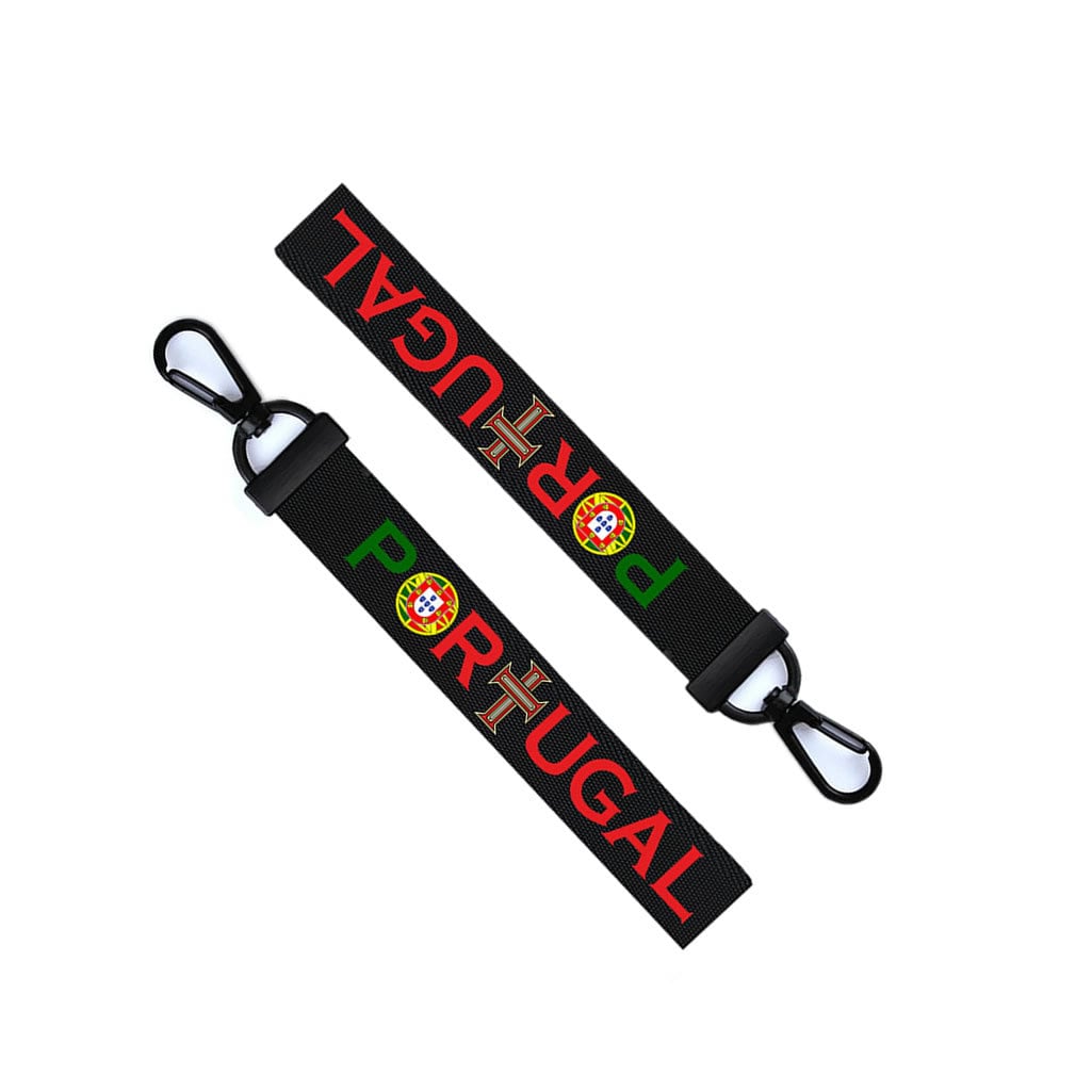 Schlüsselanhänger Portugal – Bestickte Landesflagge Mit Schriftzug, Ca. 3 X 9,5 Cm