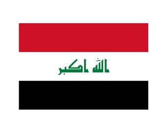Set van 2 Irak Flag Iron op Screen Print Transfers voor Stoffen Machine Wasbare Iraakse vlag patch
