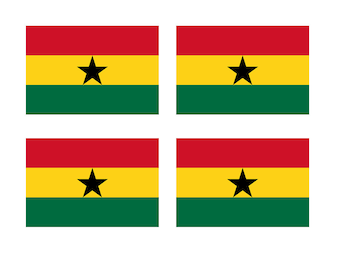 Set of 4x Ghana Flag Iron on Screen Print Transfers for Fabrics Machine Washable Ghanaian Flag patch