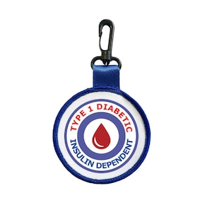 Medical Alert Type 1 Diabetic Luggage Tag Pull Bag Key Ring Keyring Diabetes