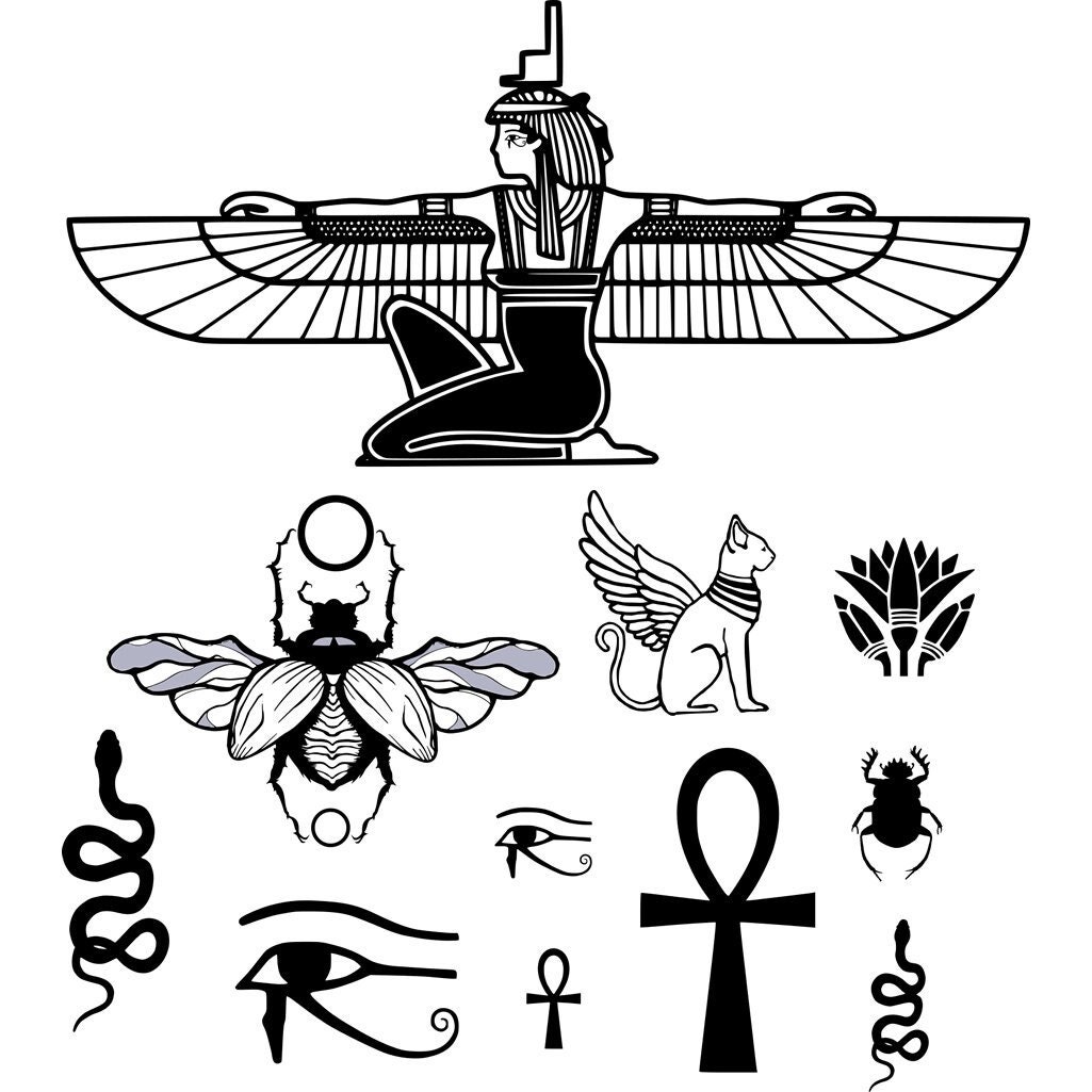 Two artistically drawn, contoured ankhs with wings on a white background.  Tattoos style. Element of design. Egyptian Cross. Black ankh Stock Vector  Image & Art - Alamy