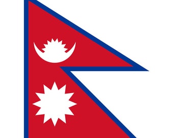 Set of 2 x Nepal Flag Iron on Screen Print Transfers for Fabrics Machine Washable Nepalese Flag Nepali patch